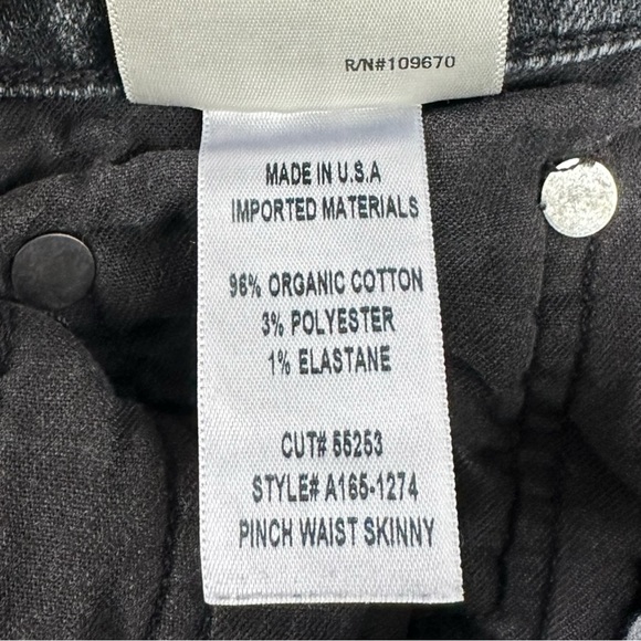 Agolde Black High Rise Pinch Waist Skinny Jeans Size 26 - Picture 7 of 7